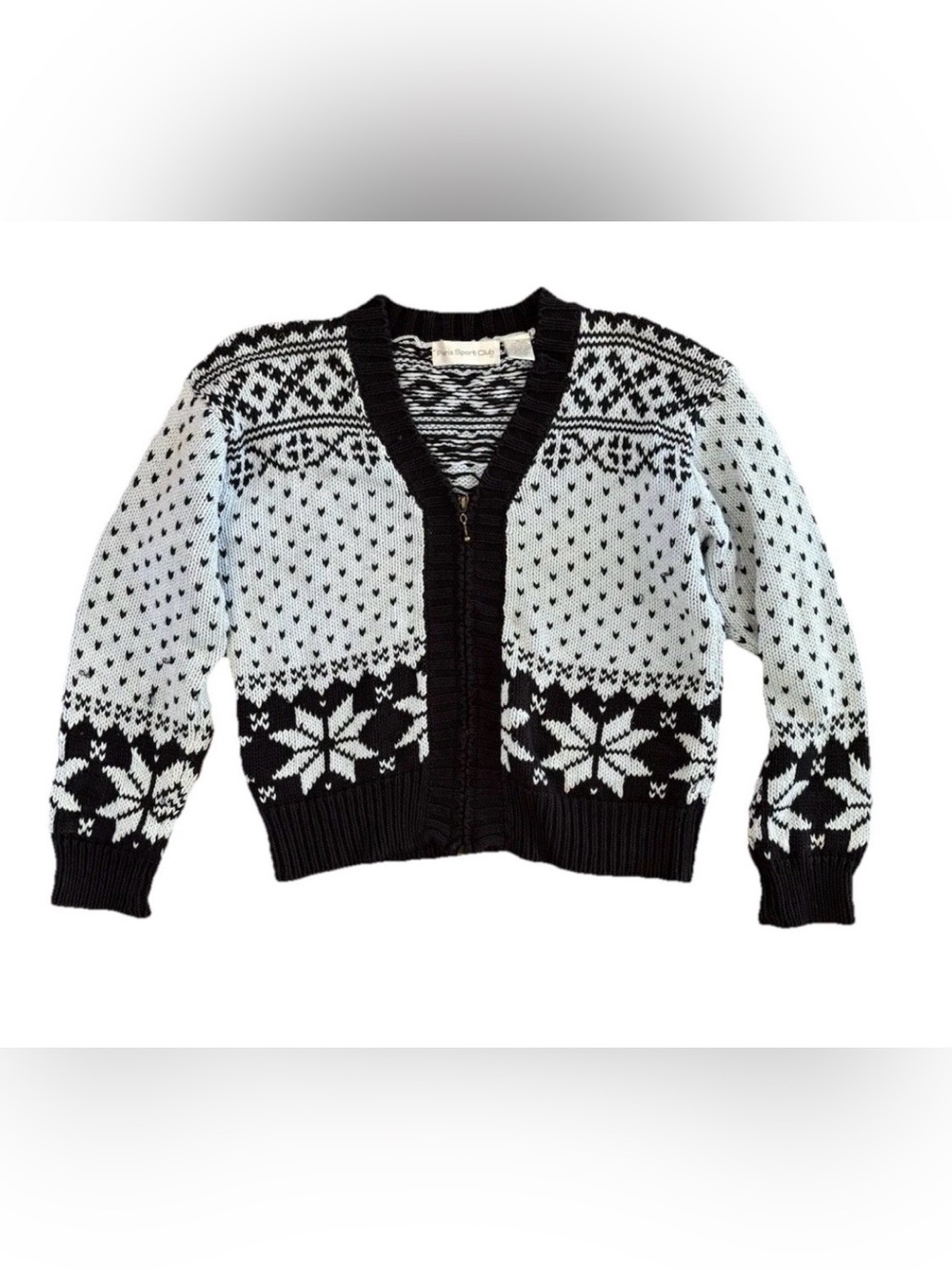 Paris Sport Club Vtg Women M Fair Isle Cardigan Sweater Cottagecore 80s Preppy - Picture 5 of 5